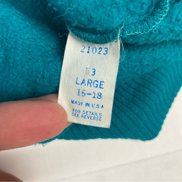 Vintage Canadian Goose and Baby Barn Kittens Women’s Large Sweatshirt Fur Teal - Picture 7 of 8